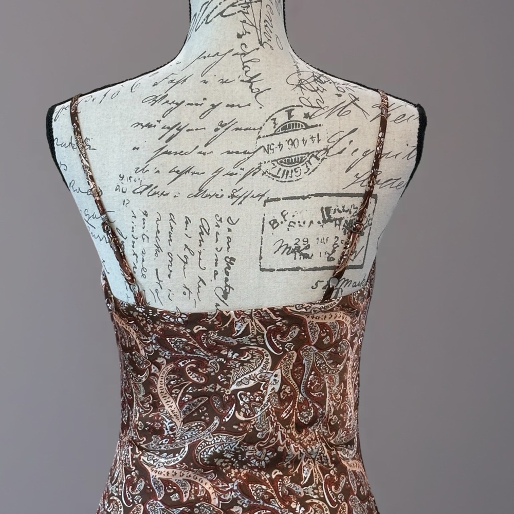 Hollister Brown Satin Paisley Mini Dress NWOT Sz XS Y2K - Picture 6 of 8